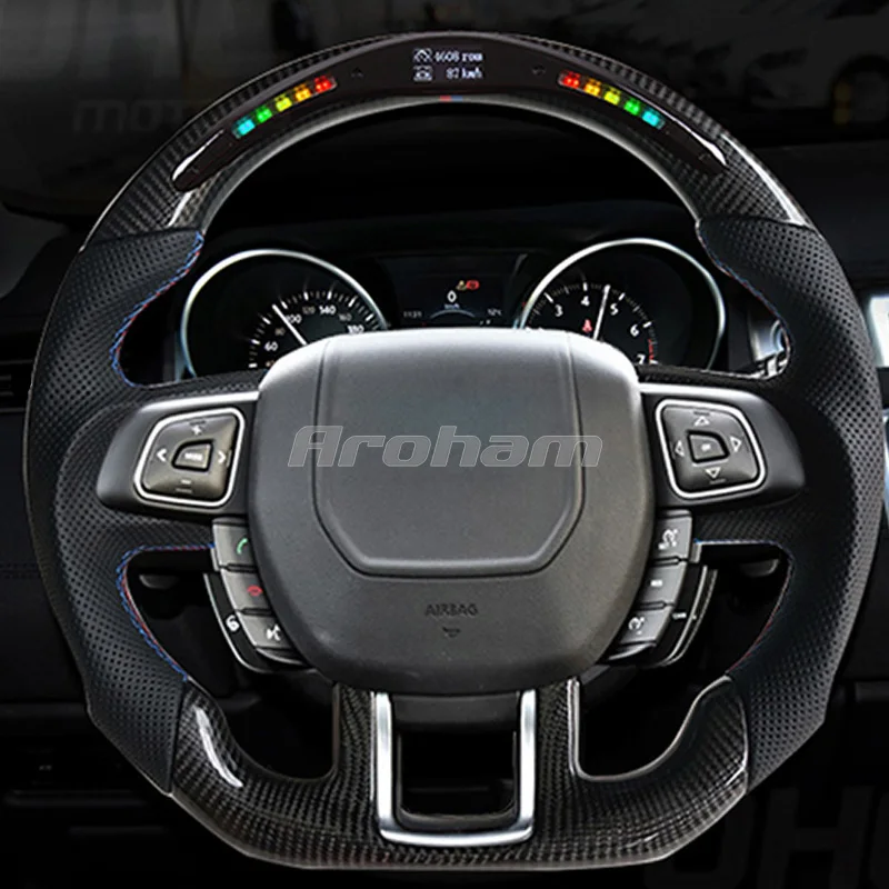 Custom Racing Sport Carbon Fiber Steering Wheel For Land Rover Range Rover Evoque 2011 2012 2013 2014 2015 2016 2017 LED Wheels