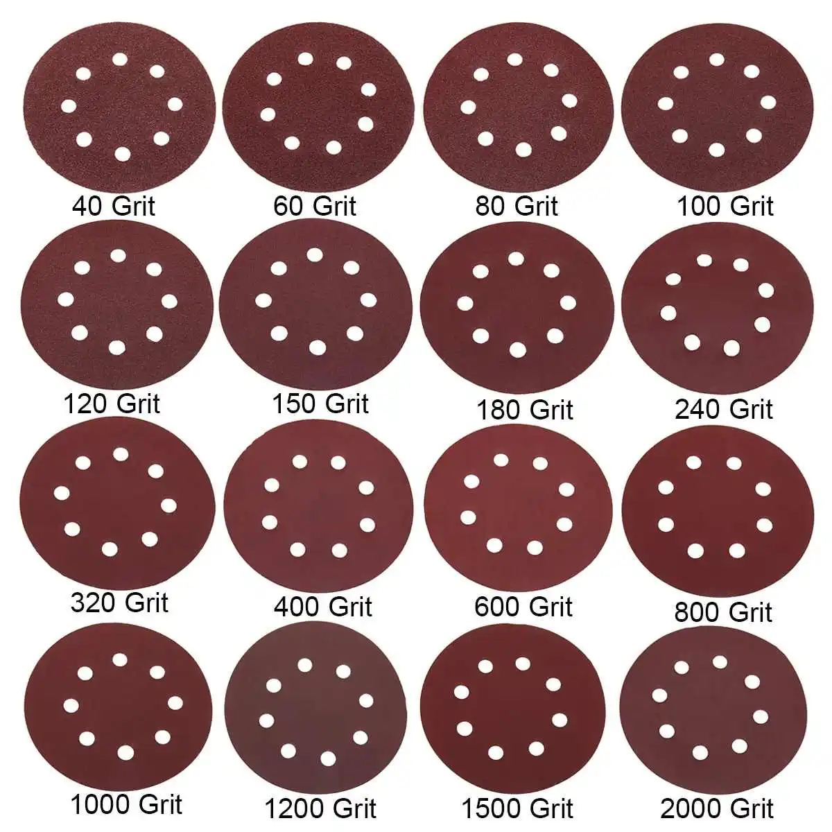 10 pces 125mm lixa forma redonda discos de lixamento gancho loop lixa folha de polimento de papel 8 furos lixadeira almofada