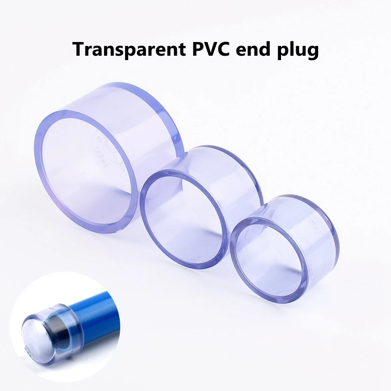 1~5 PCS 20~63mm PVC Water Supply Pipe Transparent End Plug Connector Plastic End Cap Fittings Irrigation System Watering