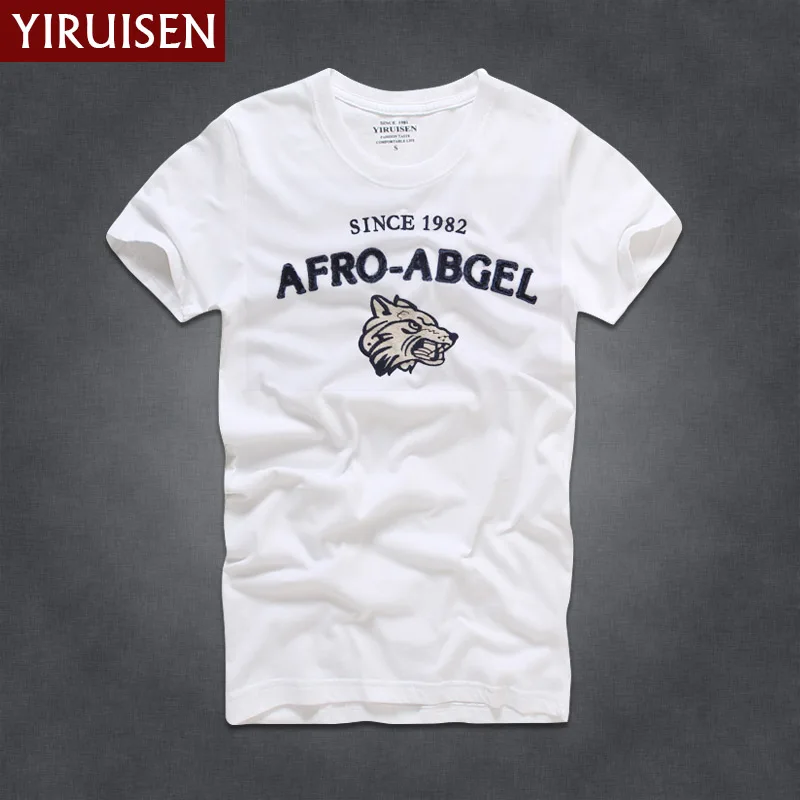 Vintage Embroidery Men\'s T-Shirt YiRuiSen 100% Cotton Comfortable Breathable Style Clothing Fashion High Quality Casual Soft Tee