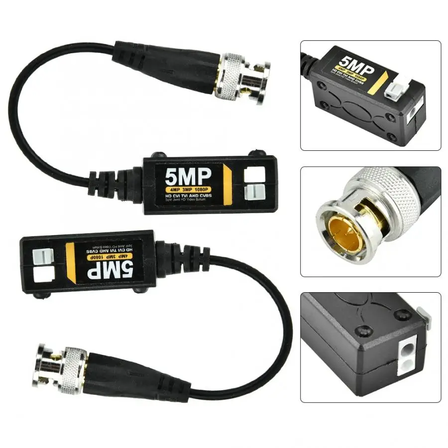 HD 5MP BNC Video Balun Connector CCTV Passive Twisted Balun Support HD AHD/CVI/TVI Camera Signal Channel