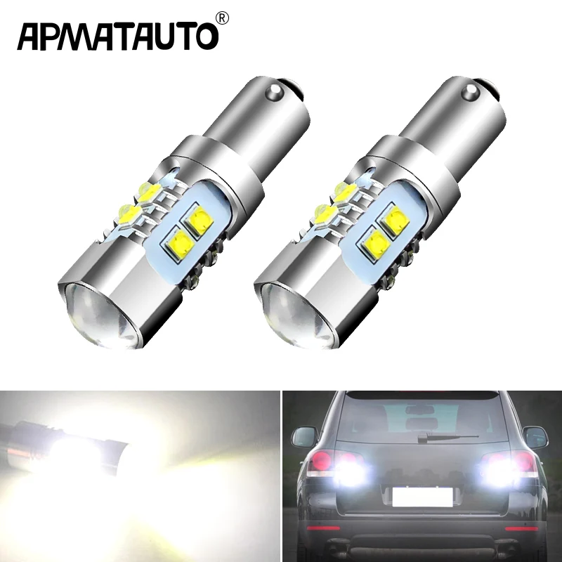 2pcs Canbus No Error LED Backup Light Blub Reverse Lamp H21W BAY9S 64136 For VW Touareg 2002-2010 Beetle 2005-2010