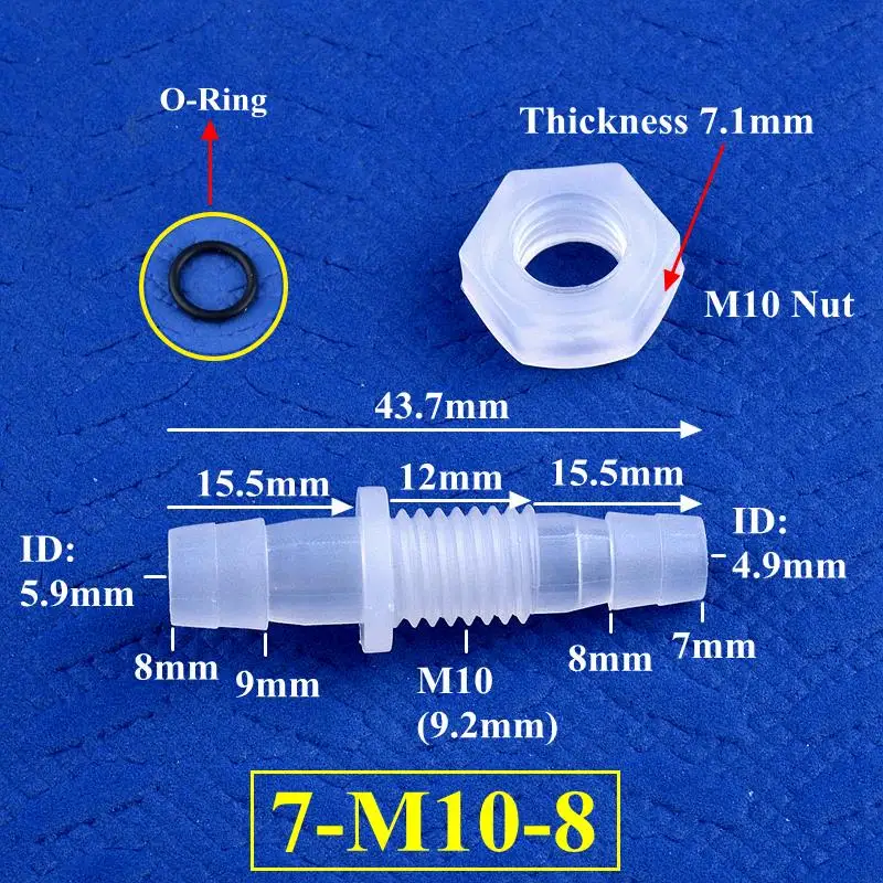 SgooHan 5~200 Stück M6~M10 bis 3~8 mm PP Pagoda-Direktverbinder Sechskantmutter ​ O-Ring Aquarium-Luftpumpenadapter Gartenbewässerungs-Schlauchverbinder 4