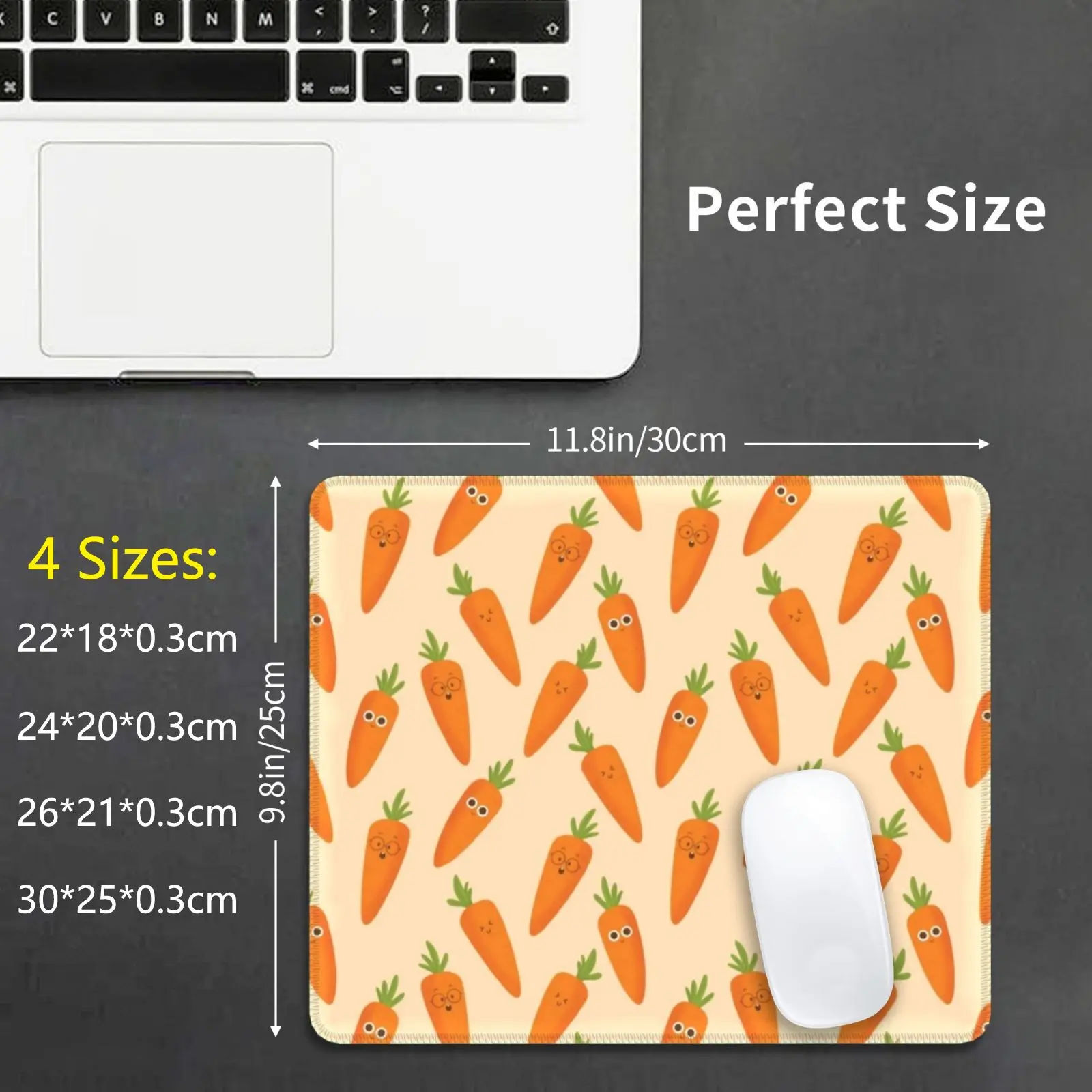 Happy Carrots Mouse Pad DIY Print Carrots Orange Cute Cartoon Kids Kawaii Children Carrot