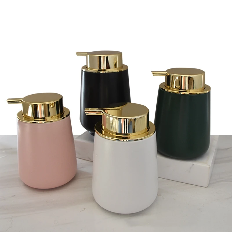 1PC Creative Ceramic Liquid Soap Dispenser European-Style Dispensing Bottle Push-Type 400ml Lotion Bottle White/Black/Pink/Green