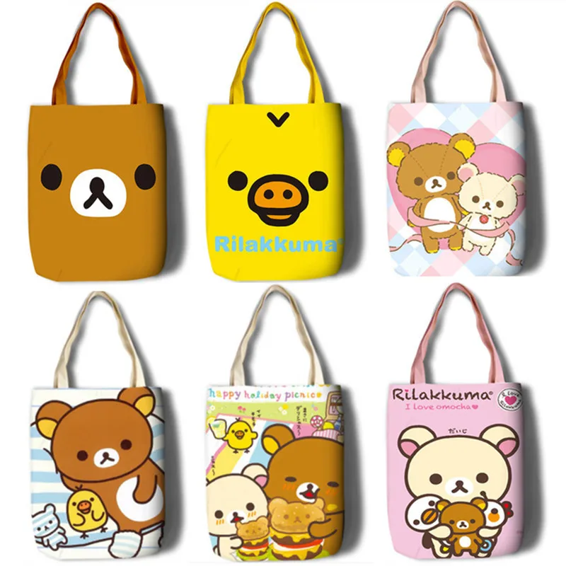 Korilakkuma-Sacs à Provisions en Toile Réutilisables pour Bol et Garçons, Cute Cuillère à soupe, Décontracté, Initié, Livre Sв, Femme, Ours Rilakkuma