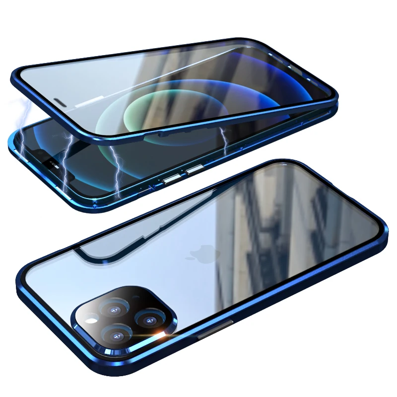 

Magnetic Metal For iphone 17 Air 16 12 pro Max Case Camera protection Glass For iphone 15 case funda luxury coque cover case