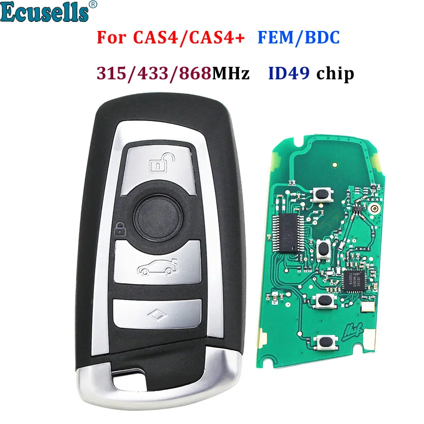 4 botões 315mhz 433mhz 868mhz remoto chave fob para bmw f cas4 cas4 + 3 5 7 série inteligente id49 hitag pro chip huf5661 huf5662