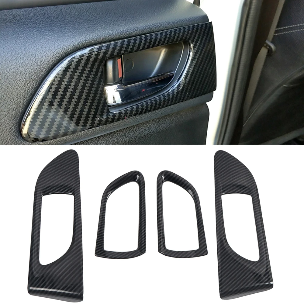 for Subaru WRX STi 2015-2020 / XV Crosstrek 2013-2017 Carbon Fiber Printed Interior Door Handle Bowls Cover Trim 4pcs