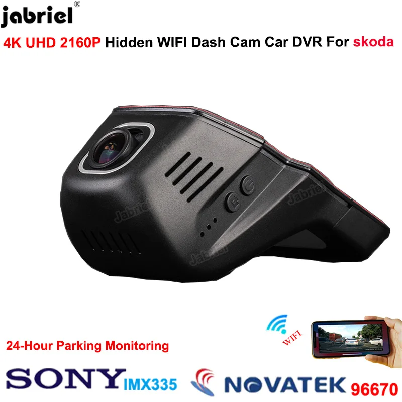 4K 2160P Wifi Dash Cam Car DVR Recorder for SKODA rapid fabia kodiaq octavia Superb Scala Citigo Karoq Yeti Kushaq Enyaq Kamiq