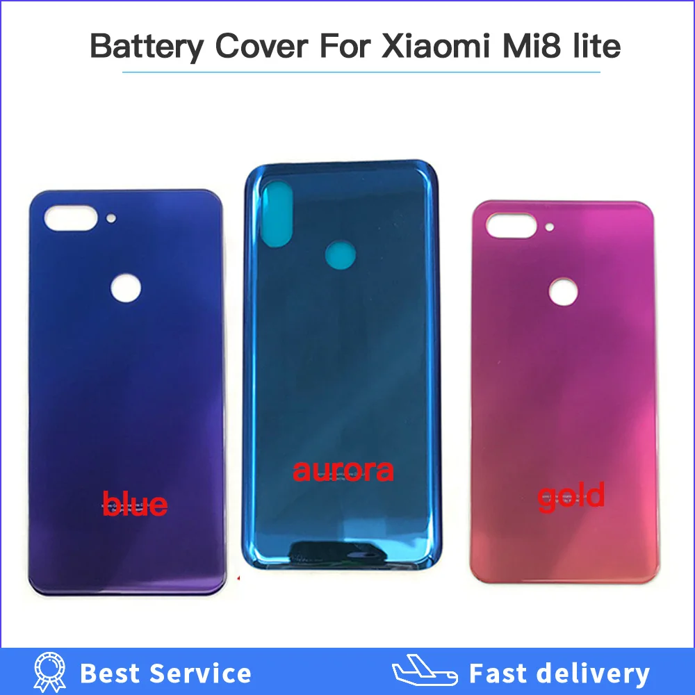 High quality Back Glass For Xiaomi Mi 8 Mi8 Lite Replacement Parts Rear Back Battery Cover Door Housing Case for mi 8 lite