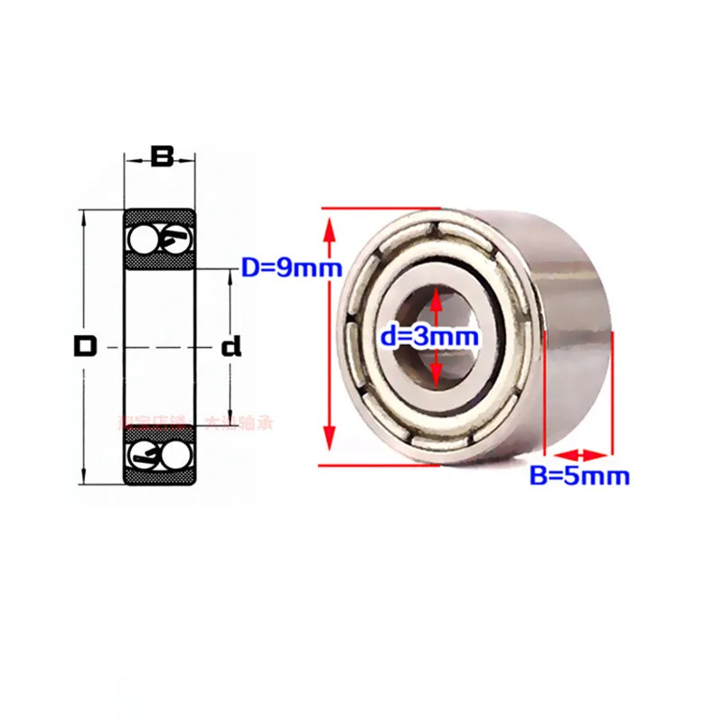 50pcs 440C stainless steel bearing ABEC-5 S603ZZ 3*9*5 mm deep groove ball bearings S603 -2Z 603 3x9x5