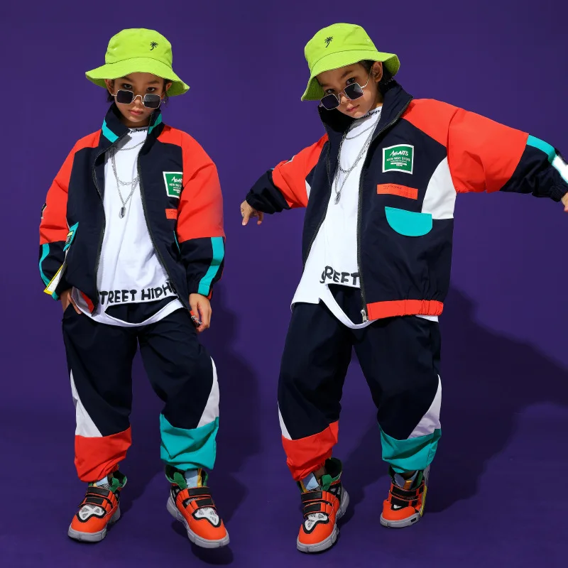 Kids Cool Hip Hop Clothing Top Pullover Pocket Jacket Sweatshirt Running Casual Pants Girls Boys Jazz Dance Costume Clothes Wear