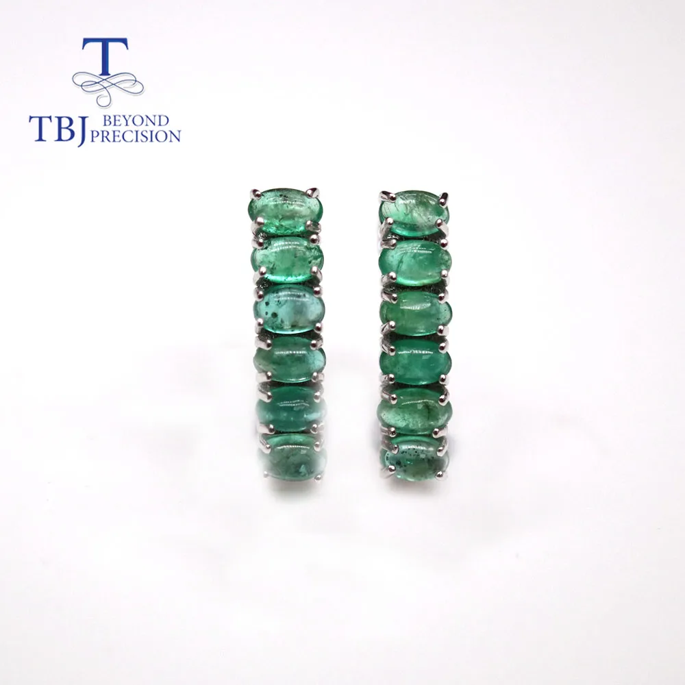 TBJ,3.5CT Natural Zambia emerald clasp earring oval cut 3*5mm real gemstone fine jewelry 925 sterling silver for women gift new