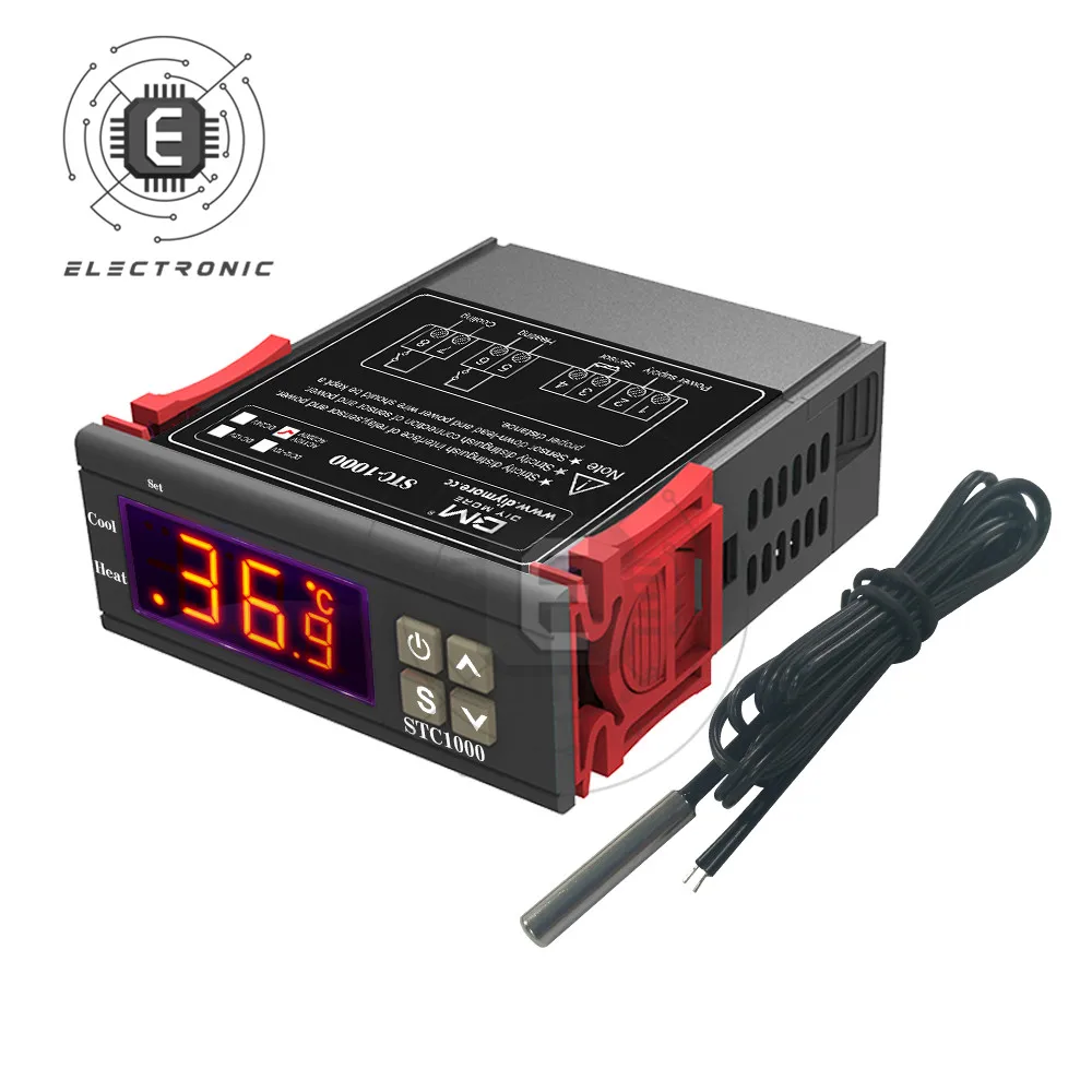 LED 디지털 온도 조절기, 온도 조절기, 릴레이 인큐베이터, 가열 냉각 STC-1000, STC 1000, 110 V, 220V, LED 10A