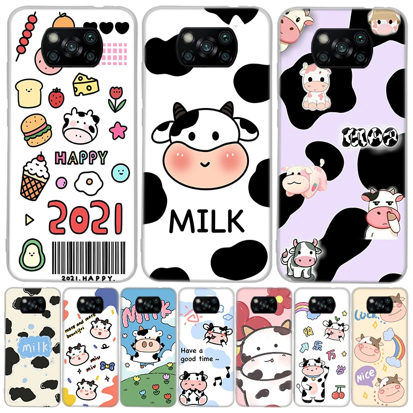 Dairy Cattle Cow Speckle Cute Phone Case For Xiaomi Poco X3 Nfc M3 F3 F1 Mi Note 10 Pro 11 Lite 11i 8 9 9T 10T CC9 A3 Cover Capa