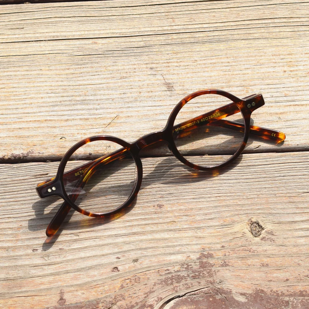 BETSION-gafas graduadas para miopía para hombre y mujer, marcos de anteojos de acetato redondos, Vintage, 40, 42, 44