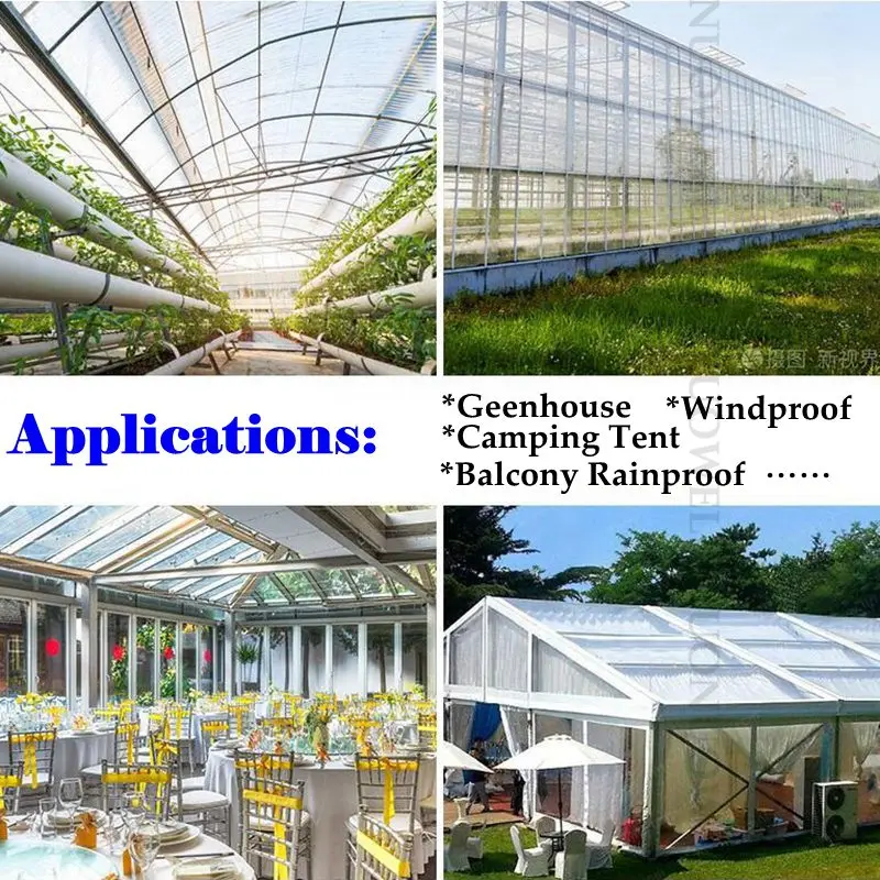 Bâche en PVC Transparent 0.35mm 99.9%, bâche en tissu imperméable pour balcon, jardin, plantes succulentes, couverture claire imperméable
