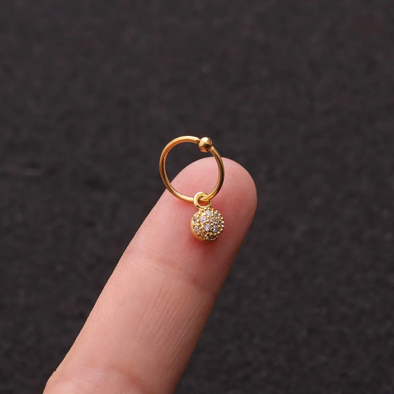 1 PCS Simple Small Micro Pave CZ Round Charm Ear Cuff Clip Earring Trendy Gold Color Steel Circle Ear Hoop Piercing Earring