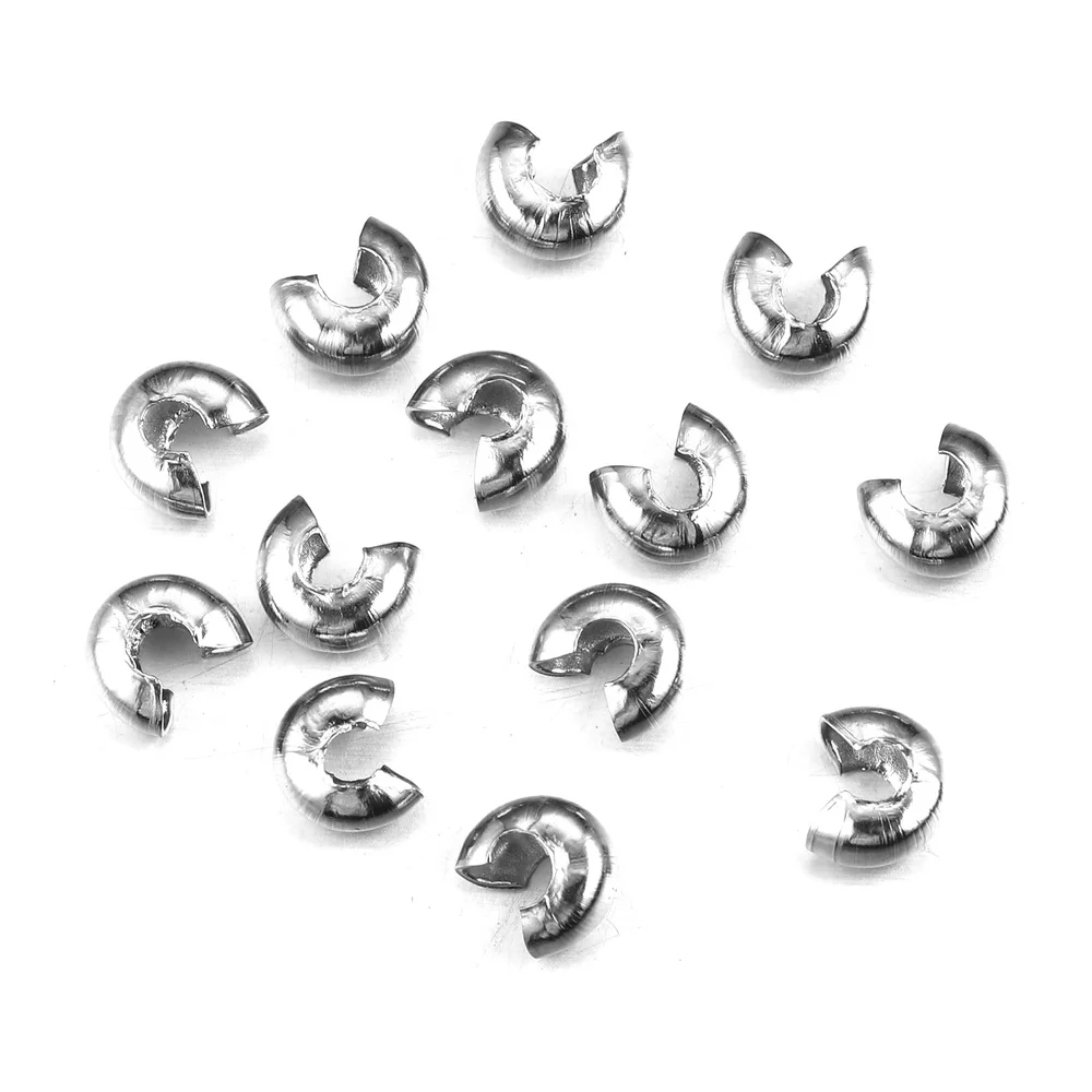 

50pcs/lot Stainless steel Round Covers Crimp End Beads Dia 5 mm Stopper Spacer Beads For DIY Jewelry Making Findings Supplies