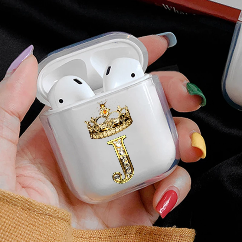 Diamond Crown Letter Airpods Case for AirPods 3 2 1 Pro Soft TPU Transparent Bluetooth Earphone Box Cute A-z Cover image 6