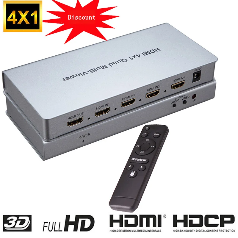 HDMI 4x1 Quad Multiviewer HDMI Switcher 4 In 1 Out Video Converter 1080P PIP Picture in Picture Seamless Switch 5 Model PC to TV