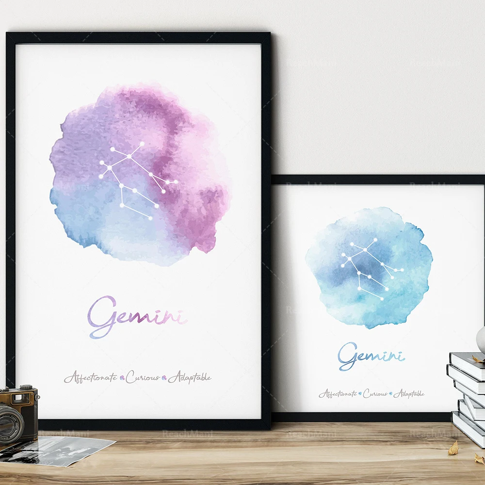 Gemini Wall Art, Printable Gemini Gift, Astrology Print, Nursery Art, Zodiac Sign Print, Gemini Constellation Art