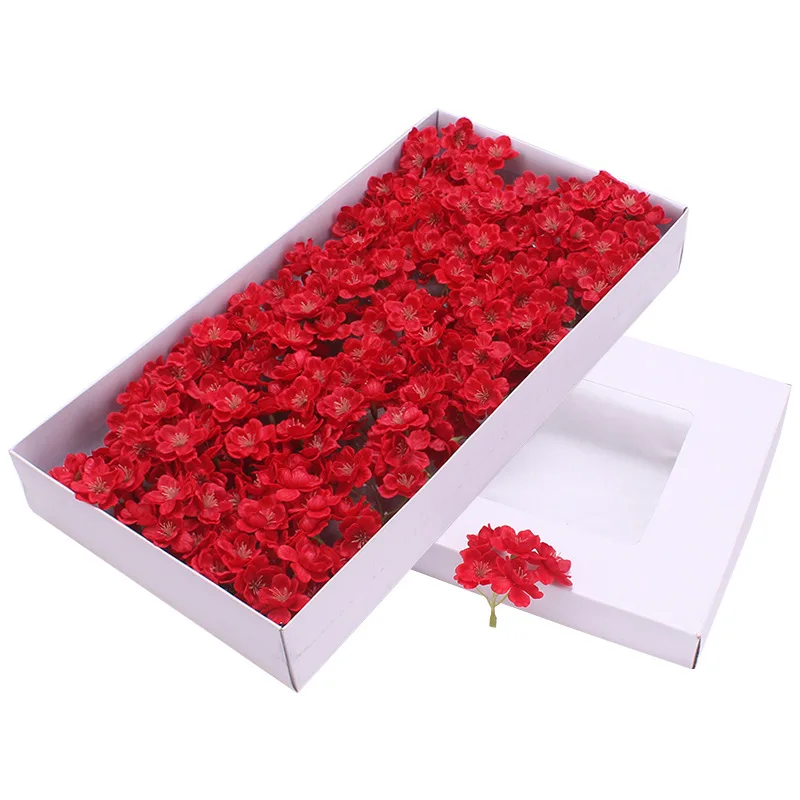 Flor de cerejeira artificial sabão com caixa de presente manual, decoração artesanal, buquê de Natal, 10pcs