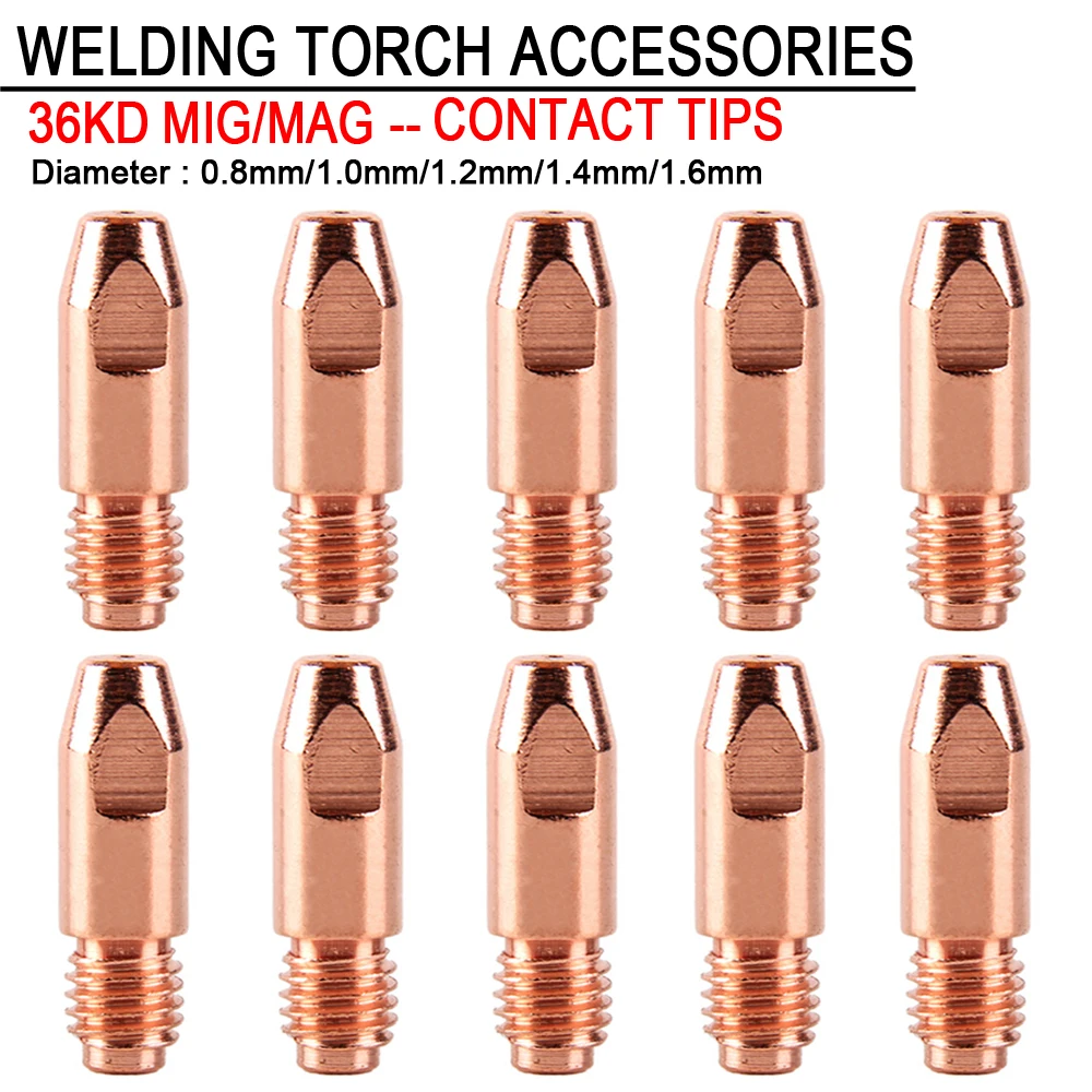 용접 토치 팁 소모품, 접촉 팁, MIG, MAG CO2, 가스 용접 액세서리, M8 * 30mm, 0.8, 1.0, 1.2, 1.4, 1.6mm, 36KD