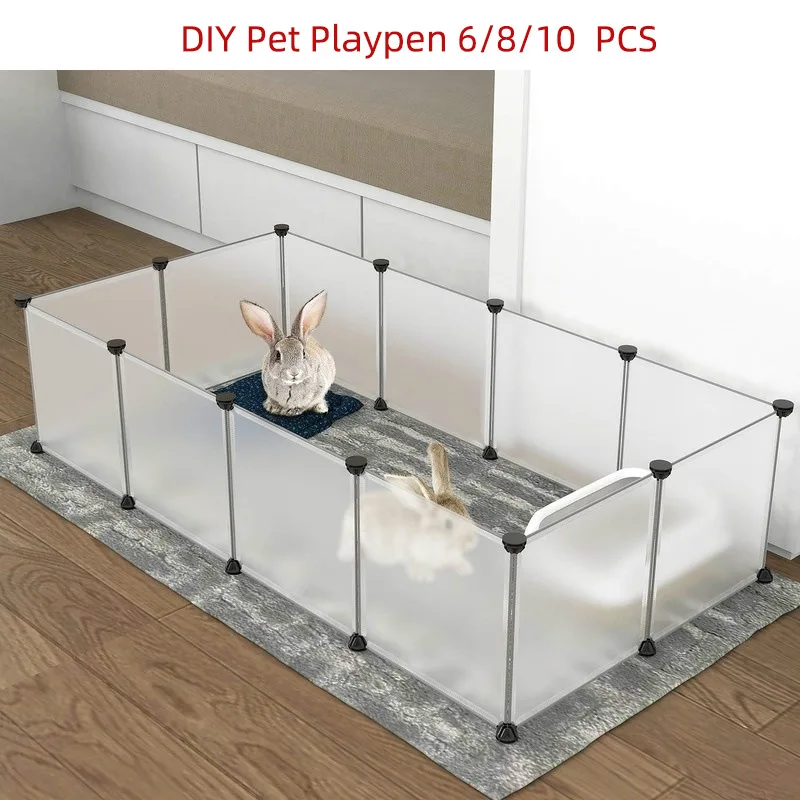 

Transparent Pet Bed House Plastic Dog Fence DIY Multi-functional Kennel For Dogs Cats Practical Home Keeper House For Dogs Cat