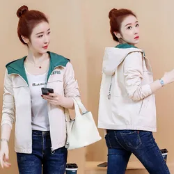 2024 New Spring Autumn Women Coat Long Sleeve Windbreaker Female Causal Zipper Hooded Women's Jackets Coats Outwear