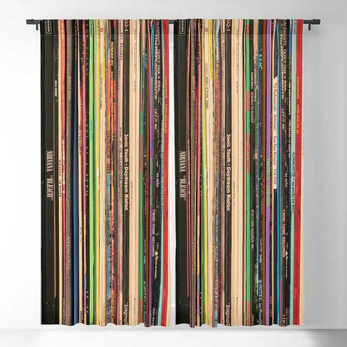 Alternative Rock Vinyl Records Blackout Curtains 3D Print Window Curtains For Bedroom Living Room Decor Window Treatments