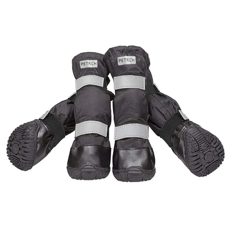 Botas impermeables para perros medianos y grandes, zapatos con tiras reflectantes, suela antideslizante resistente, 5 tamaños, 4 unids/set por juego