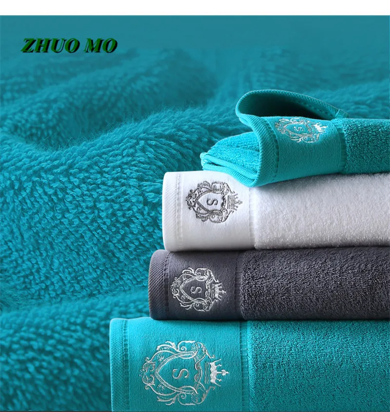 

Luxury 5 Star Hotel Crown Bath Towel, 100% Cotton, Couple Gift, Shower for Home, White, Blue, Gray, T39, 80x150 cm, New