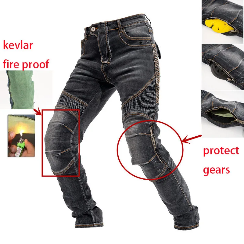 

2021 summer Men Motorcycle Pants Aramid Moto Jeans Protective Gear Riding Touring Black Motorbike Trousers Blue Motocross Jeans