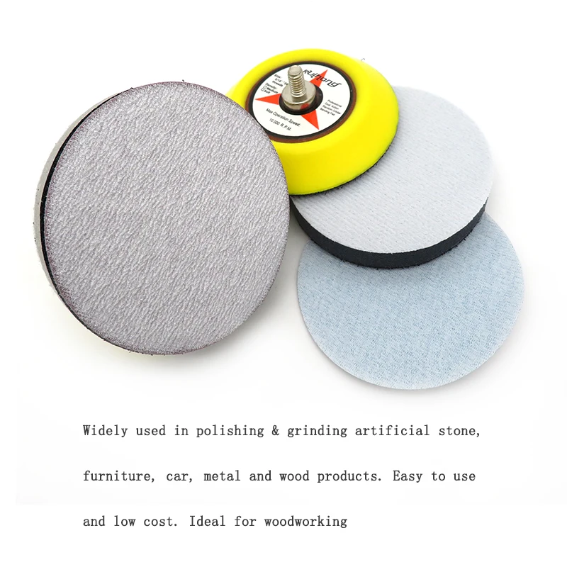 20PCS 4 Inch 100mm White Dry Abrasive Sandpaper Sanding Discs Hook and Loop 60-1000 Grit For Polishing Wall Mental Furniture