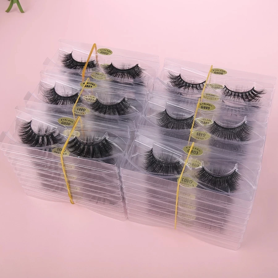 Faux 3D Mink Lashes ขายส่ง10/50/100คู่แต่งหน้า Eyelash Extension เครื่องมือสำหรับความงามขนตาธรรมชาติ Mink Fluffy lash จำนวนมาก