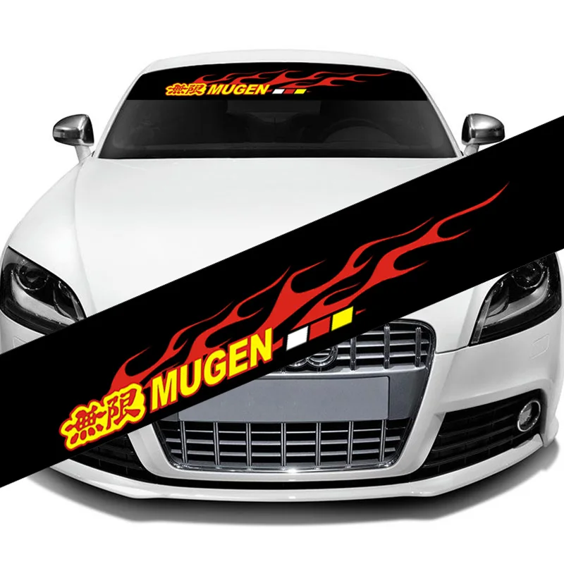 Reflective MUGEN Front Windshield Decal Vinyl Car Sticker Auto Window Exterior Emblem DIY Decoration Car Styling