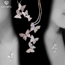 CC Necklaces Pendants For Women Sterling Butterfly Cubic Zirconia Clavicle Chain Fine Jewelry Drop Shipping CCN706