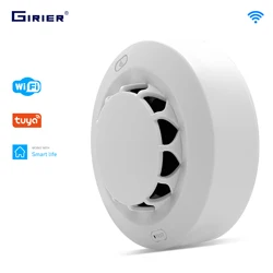 GIRIER Tuya Wifi Smart Smoke Fire Alarm Detector Sensor with Battery Operated for Home Security System Works with Smart Life App