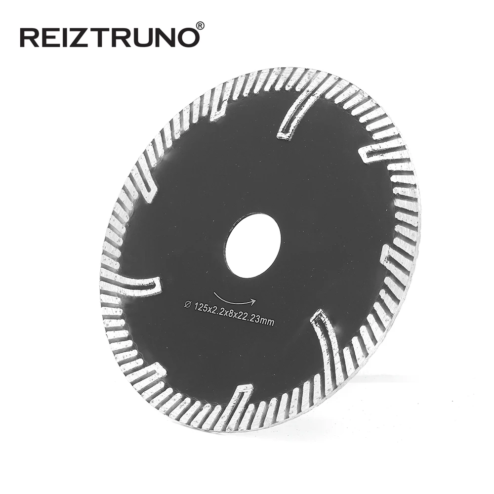 REIZTRUNO Premium Diamond Saw Blade 5-Inch Diamond Turbo Blade for concrete sandstone granite with protective teeth,Hot pressed