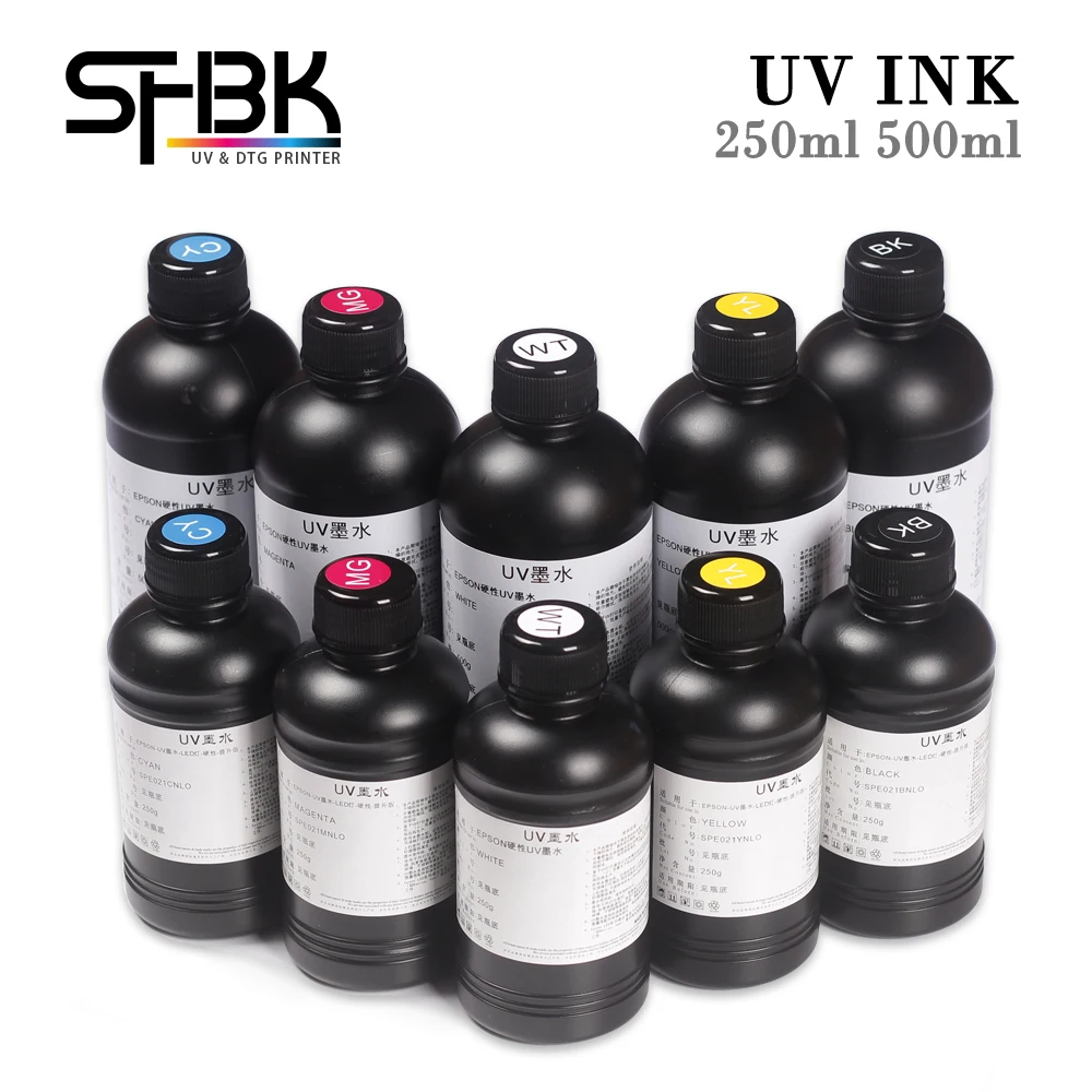 250ml 500ml UV Ink for EPS R1390 R2000 R1900 T50 L805 L800 L1800 For DX4 DX5 DX6 DX7 TX800 XP600 Printhead Hard ink uv ink