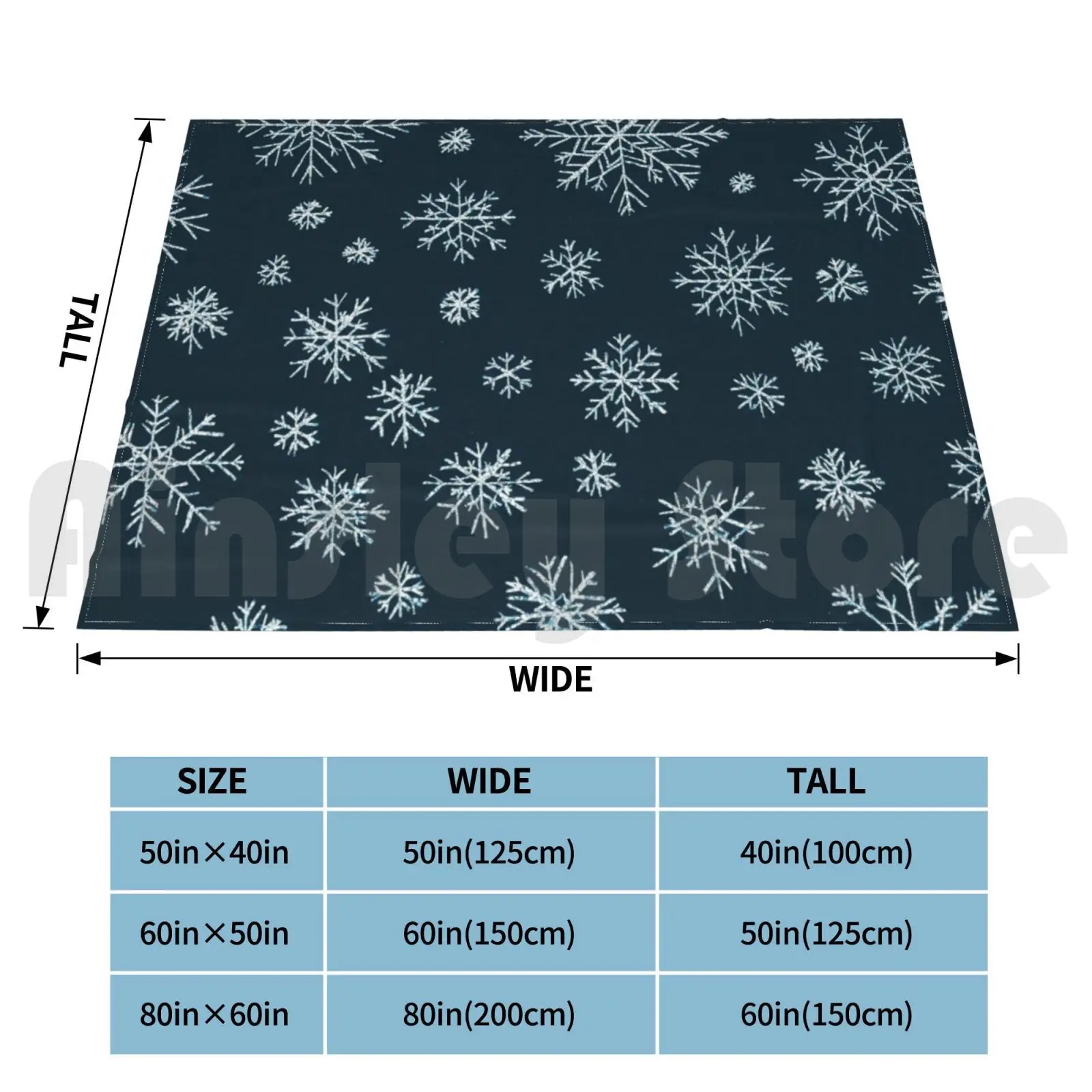 Psychedelic Blue Christmas Trippy Snowflake Pattern Karen-Anne Geddes Blanket Super Soft Warm Light Thin Snow Flake