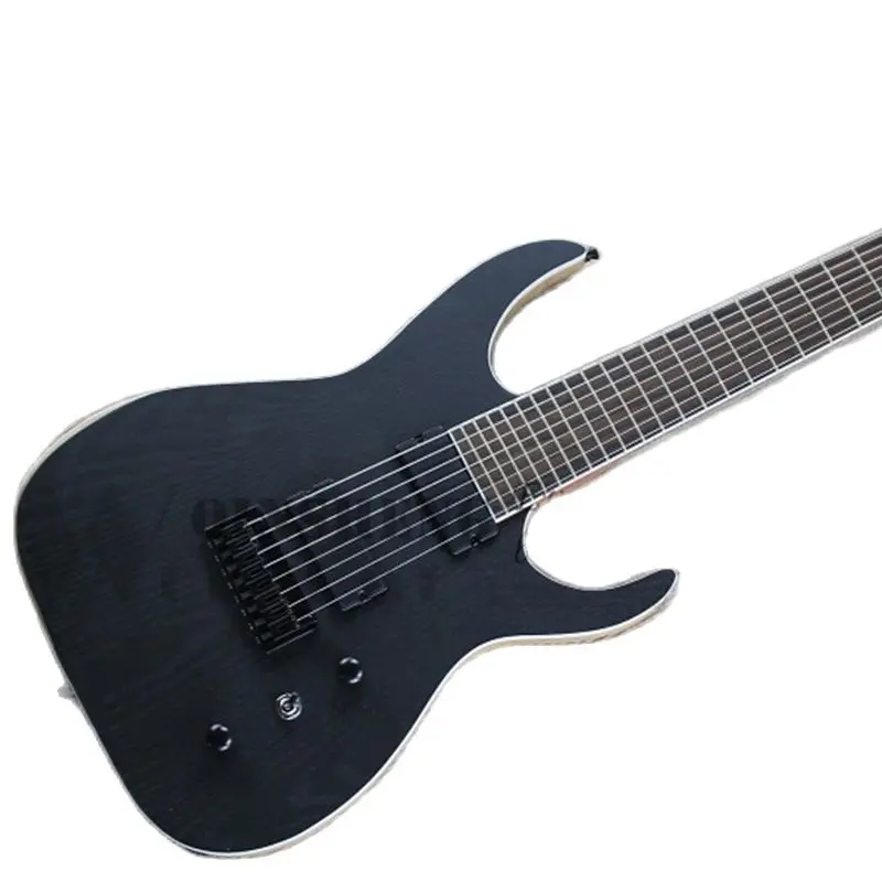 Presell Factory Custom Electric Guitar Black Mach Guitar Matte Black ASH Wood Body 8 Strings Guitar