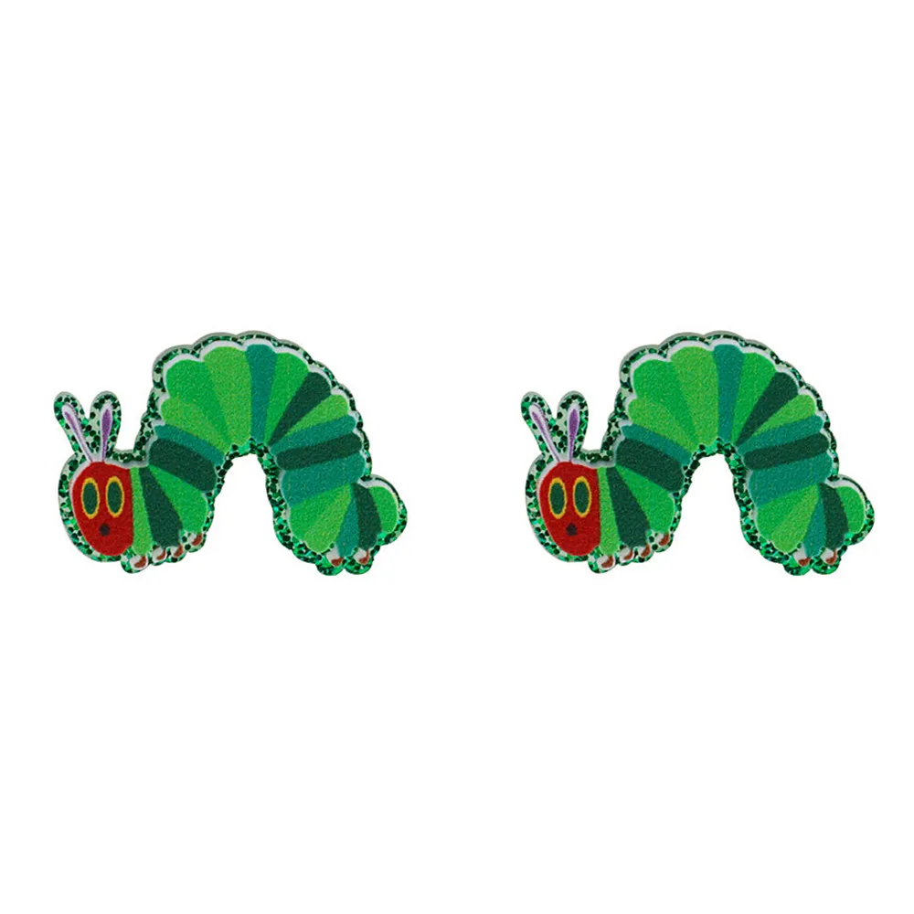 New Funny Creative Green Caterpillar Acrylic Earrings for Women Girl Creative Lovely Insect Long Dangle Earrings Fashion Jewelry - Image 3