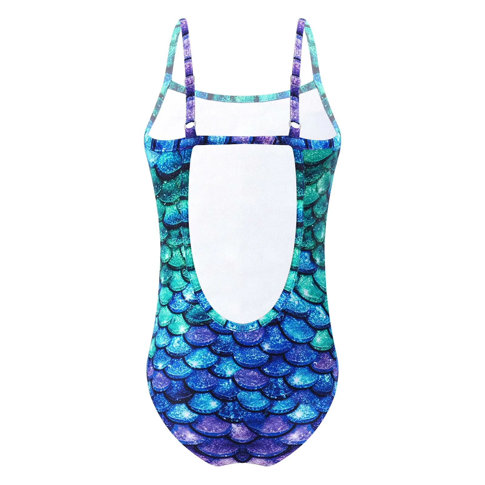 Kids Girls Swimsuit Swimwear Adjustable Straps Ruffle Hem One Piece Bathing Suit Colorful Printing Cut Out Open Back Bodysuit