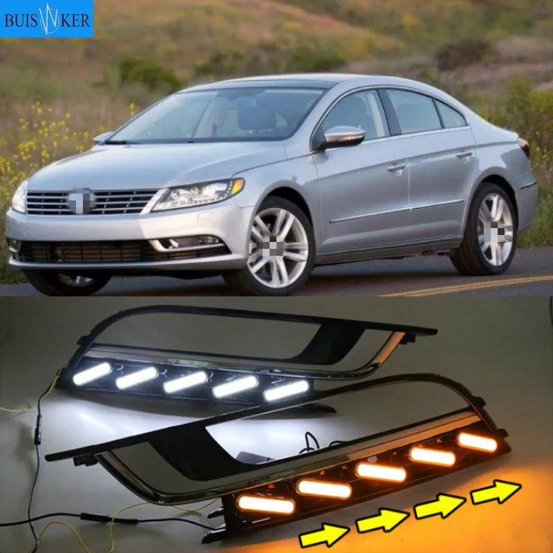 

2PCS Car light For VW PASSAT CC 2014-2018 LED DRL Daytime running lights with fog lamp cover