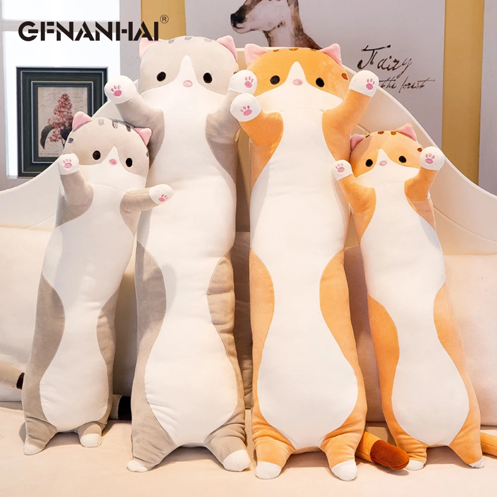 1pc 50-130CM kawaii 긴 동물 고양이 플러시 완구 어린이를위한 사랑스러운 부드러운 베개 여자 아기 잠자는 쿠션 만화 인형 인형