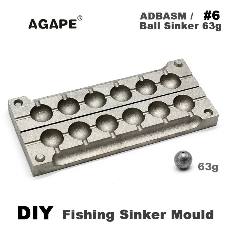 

Agape DIY Fishing Ball Sinker Mould ADBASM/#6 Ball Sinker 63g 6 Cavities