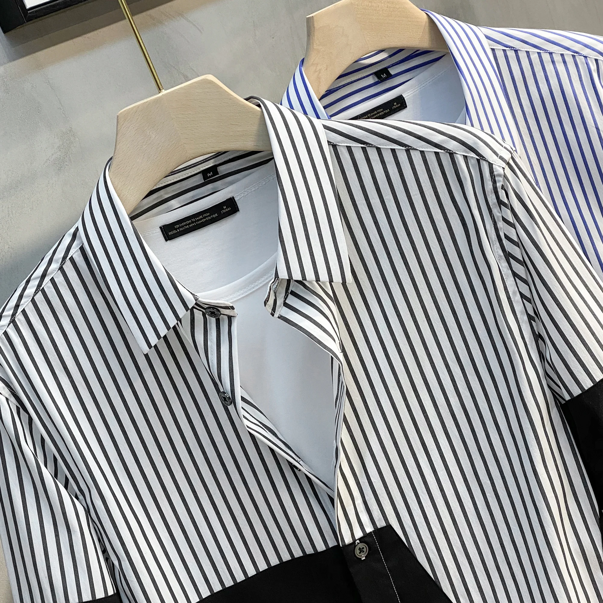 Spring 2022 Summer Men's Classic Standard-fit Striped Social Office Dress Shirt Men Long Sleeve Formal Business Shirts Tops A174